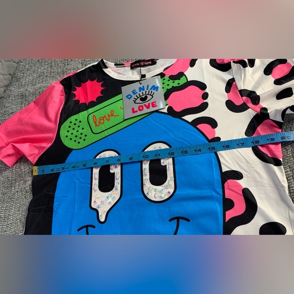 3/$20 Women’s Colorful Graphic Short Sleeve Mini Dress / Tunic Shirt MEDIUM NWT - Picture 6 of 10